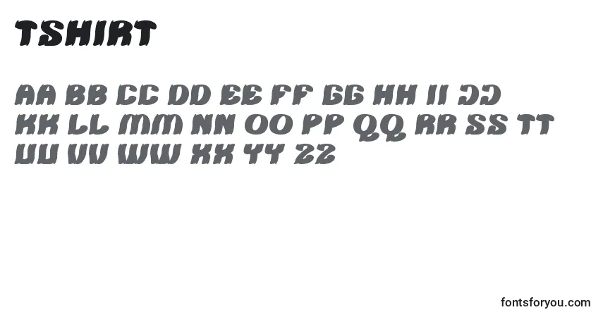 A fonte Tshirt – alfabeto, números, caracteres especiais