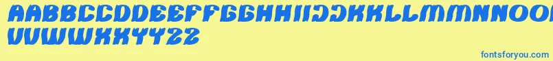Tshirt-Schriftart – Blaue Schriften auf gelbem Hintergrund