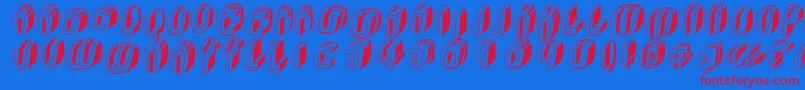 Typoctg-Schriftart – Rote Schriften auf blauem Hintergrund