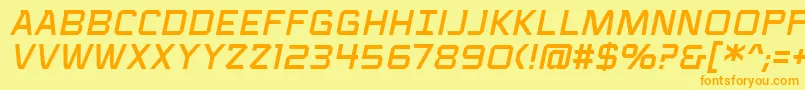 VoiceactivatedcapsbbItal Font – Orange Fonts on Yellow Background