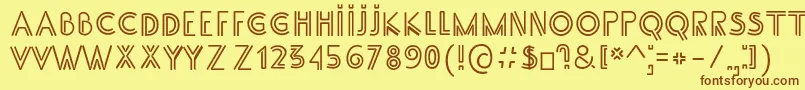 フォントSsAdec2.0Main – 茶色の文字が黄色の背景にあります。