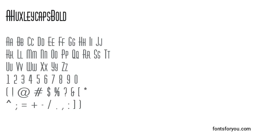 Czcionka AHuxleycapsBold – alfabet, cyfry, specjalne znaki