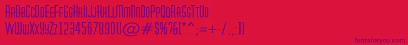 Fonte AHuxleycapsBold – fontes roxas em um fundo vermelho