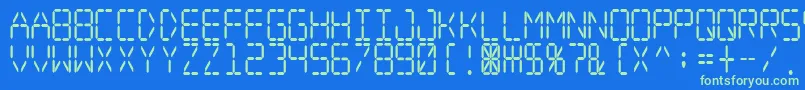 Czcionka Digitaldreamnarrow – zielone czcionki na niebieskim tle