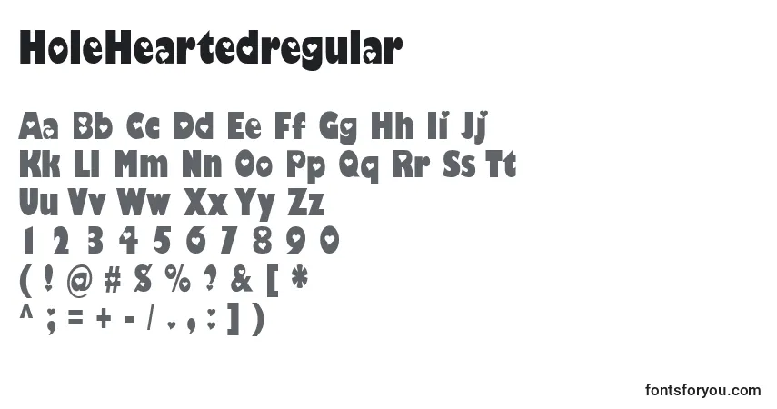 Schriftart HoleHeartedregular – Alphabet, Zahlen, spezielle Symbole