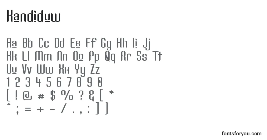 Schriftart Kandiduw – Alphabet, Zahlen, spezielle Symbole