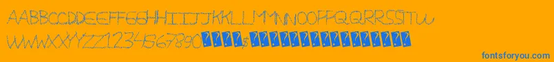 Magicscribble-Schriftart – Blaue Schriften auf orangefarbenem Hintergrund