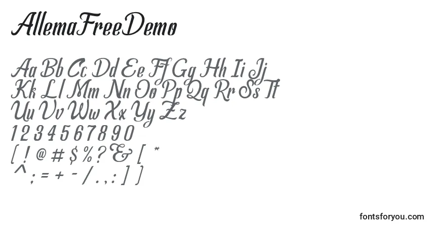 Czcionka AllemaFreeDemo (31475) – alfabet, cyfry, specjalne znaki