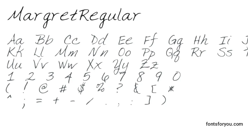 Шрифт MargretRegular – алфавит, цифры, специальные символы