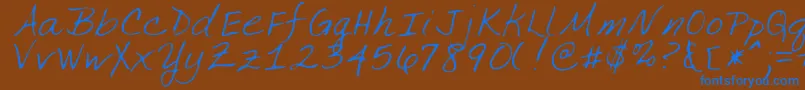 MargretRegular-Schriftart – Blaue Schriften auf braunem Hintergrund