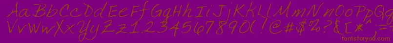 MargretRegular-Schriftart – Braune Schriften auf violettem Hintergrund