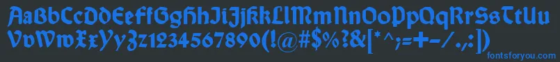 WallauDeutschBold-Schriftart – Blaue Schriften auf schwarzem Hintergrund