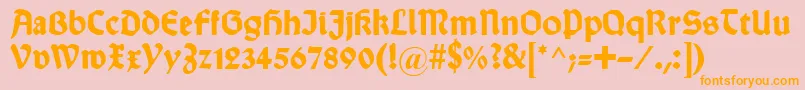 Weitere Informationen zur WallauDeutschBold-Schriftart WallauDeutschBold-Schriftart – Orangefarbene Schriften auf rosa Hintergrund