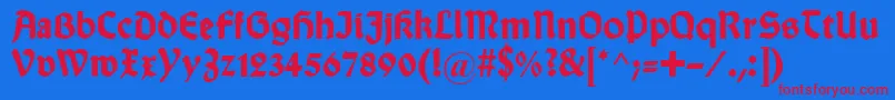 Weitere Informationen zur WallauDeutschBold-Schriftart WallauDeutschBold-Schriftart – Rote Schriften auf blauem Hintergrund