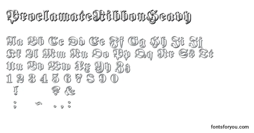 Czcionka ProclamateRibbonHeavy – alfabet, cyfry, specjalne znaki
