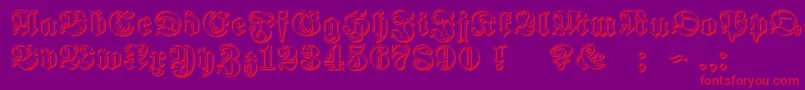 Weitere Informationen zur ProclamateRibbonHeavy-Schriftart ProclamateRibbonHeavy-Schriftart – Rote Schriften auf violettem Hintergrund