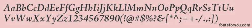 フォントAjensonproSemiboldit – ピンクの背景に黒い文字