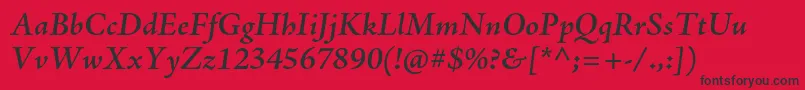 AjensonproSemiboldit-fontti – mustat fontit punaisella taustalla