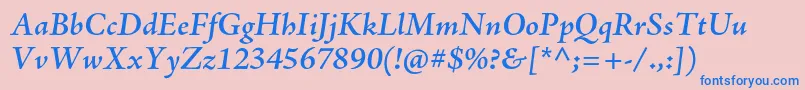 AjensonproSemiboldit-fontti – siniset fontit vaaleanpunaisella taustalla