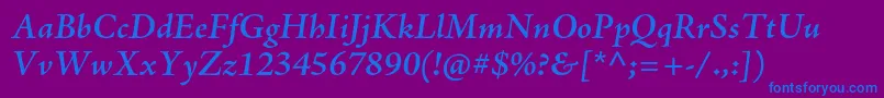 AjensonproSemiboldit-fontti – siniset fontit violetilla taustalla