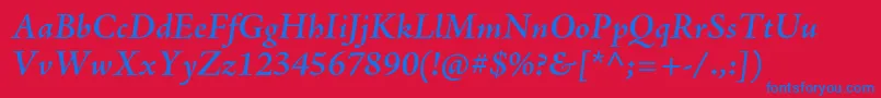 AjensonproSemiboldit-fontti – siniset fontit punaisella taustalla