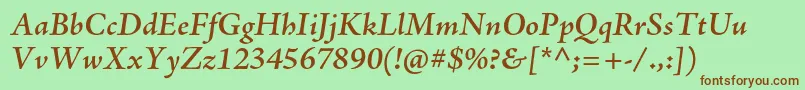 AjensonproSemiboldit-fontti – ruskeat fontit vihreällä taustalla