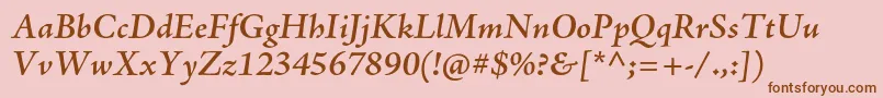 AjensonproSemiboldit Font – Brown Fonts on Pink Background