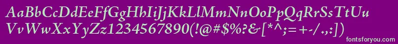 AjensonproSemiboldit Font – Green Fonts on Purple Background