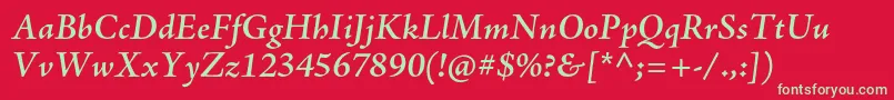 AjensonproSemiboldit Font – Green Fonts on Red Background