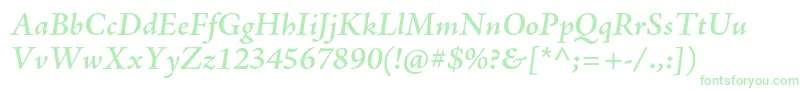 AjensonproSemiboldit Font – Green Fonts on White Background