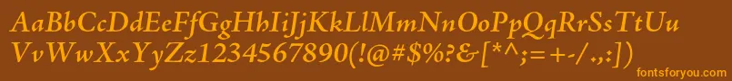 AjensonproSemiboldit Font – Orange Fonts on Brown Background