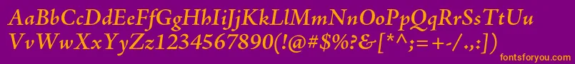 AjensonproSemiboldit Font – Orange Fonts on Purple Background