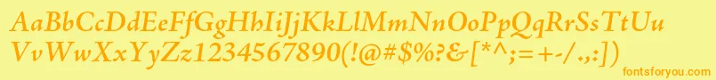 AjensonproSemiboldit Font – Orange Fonts on Yellow Background