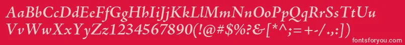 AjensonproSemiboldit-fontti – vaaleanpunaiset fontit punaisella taustalla