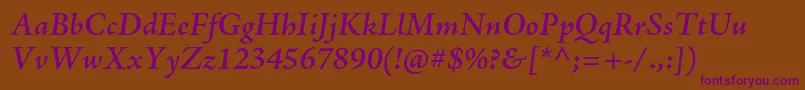 AjensonproSemiboldit Font – Purple Fonts on Brown Background