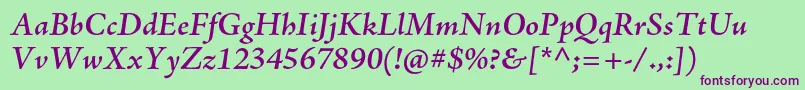 AjensonproSemiboldit Font – Purple Fonts on Green Background