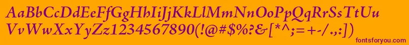 AjensonproSemiboldit Font – Purple Fonts on Orange Background
