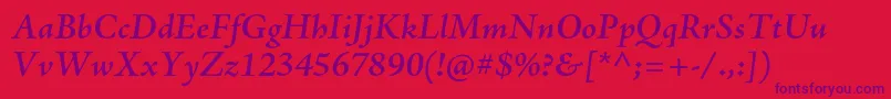 AjensonproSemiboldit Font – Purple Fonts on Red Background