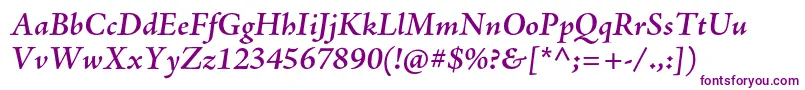 AjensonproSemiboldit-fontti – violetit fontit valkoisella taustalla