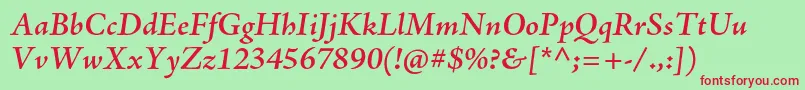 AjensonproSemiboldit Font – Red Fonts on Green Background