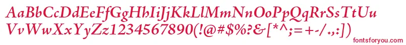 AjensonproSemiboldit Font – Red Fonts on White Background
