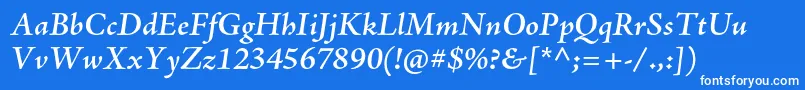 AjensonproSemiboldit-fontti – valkoiset fontit sinisellä taustalla