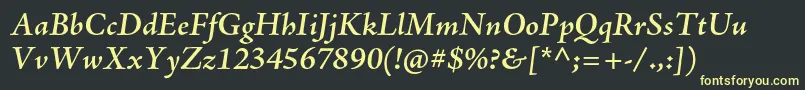 AjensonproSemiboldit-fontti – keltaiset fontit mustalla taustalla