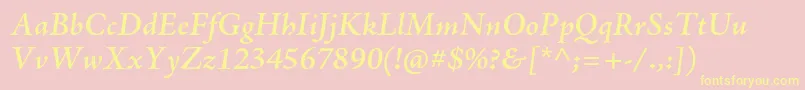 AjensonproSemiboldit-fontti – keltaiset fontit vaaleanpunaisella taustalla