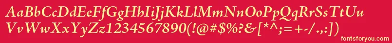 AjensonproSemiboldit-fontti – keltaiset fontit punaisella taustalla