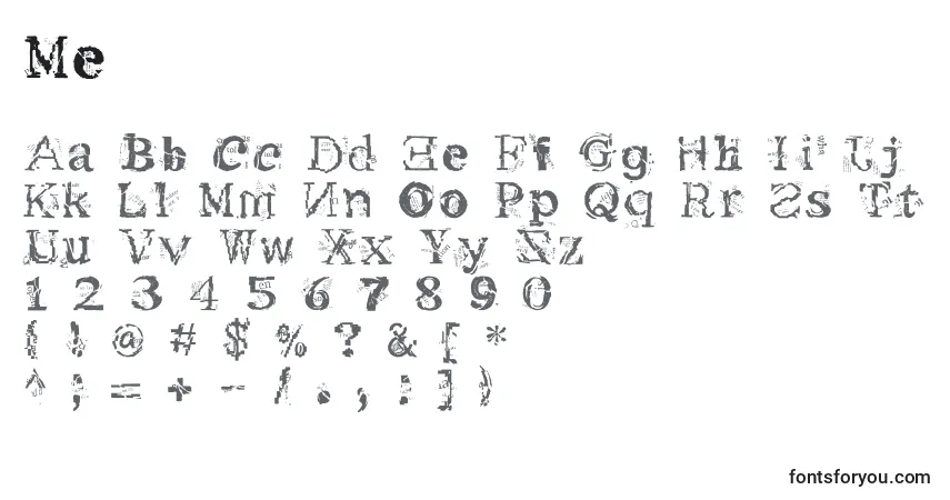 Schriftart Me – Alphabet, Zahlen, spezielle Symbole