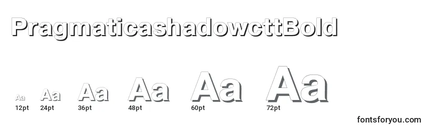 Размеры шрифта PragmaticashadowcttBold