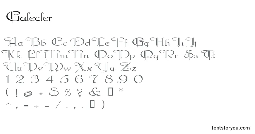 Schriftart Galecler – Alphabet, Zahlen, spezielle Symbole