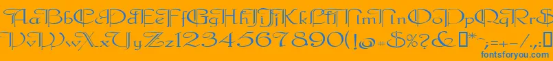 Galecler Font – Blue Fonts on Orange Background