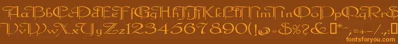 Galecler-Schriftart – Orangefarbene Schriften auf braunem Hintergrund